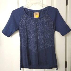 Carhartt Raglan Tee Blue Waffle Knit Short Sleeve Womens Size Small 4-6 NWT